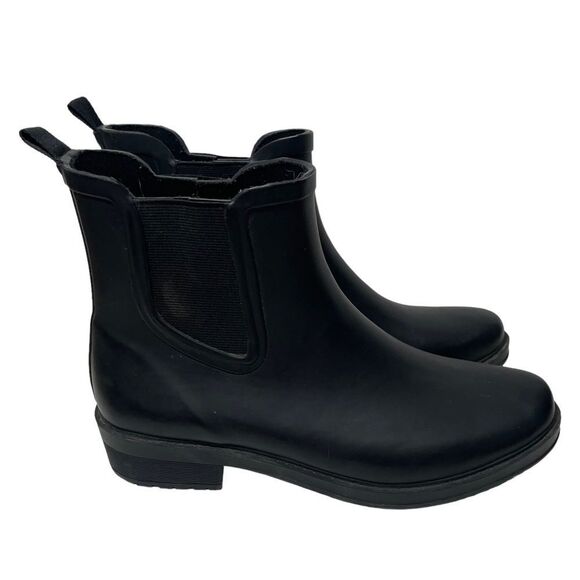 J. Crew Black Waterproof Rain Ankle Boots - Picture 1 of 9